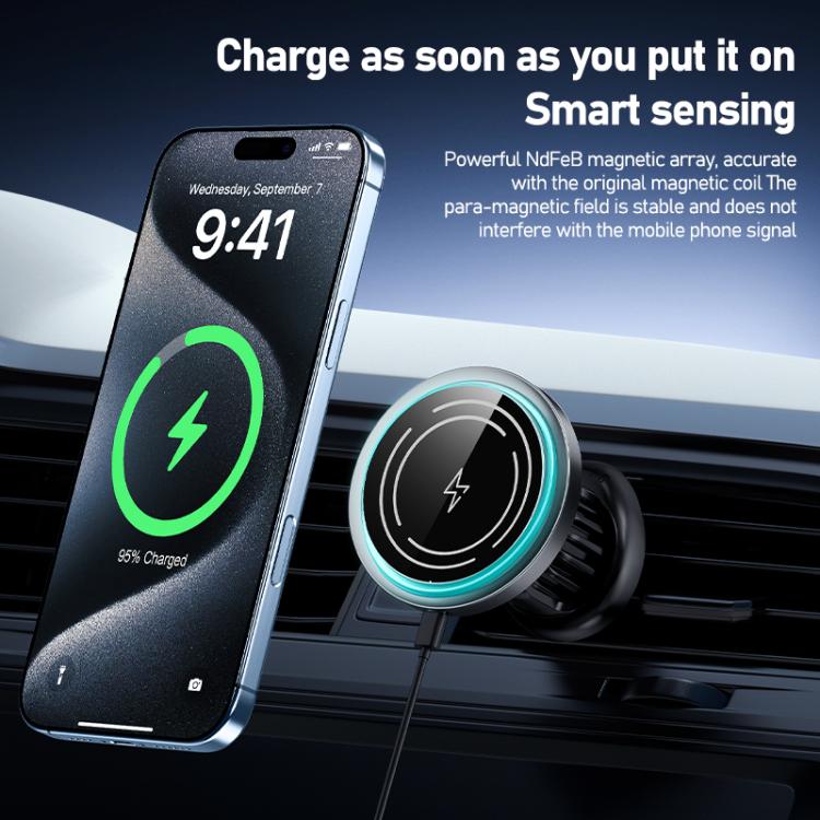 Supporto magnetico in acrilico per caricabatterie wireless da auto MDX-T8