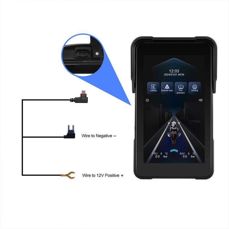 Navigatore GPS portatile impermeabile verticale da 5 pollici per moto, compatibile con CarPlay., Standard, Standard+Tire Pressure Monitor