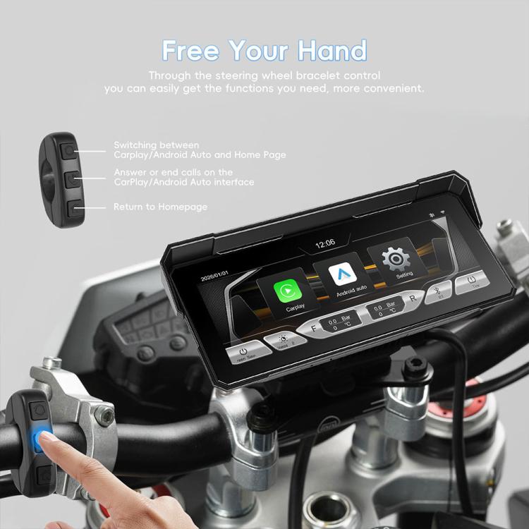 Navigatore GPS portatile da 8,1 pollici impermeabile e wireless per moto, compatibile con CarPlay., Standard, Standard+Tire Pressure Monitor