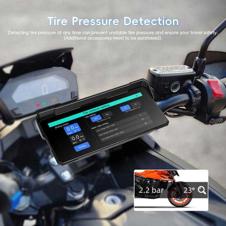 Navigatore GPS portatile da 8,1 pollici impermeabile e wireless per moto, compatibile con CarPlay., Standard, Standard+Tire Pressure Monitor