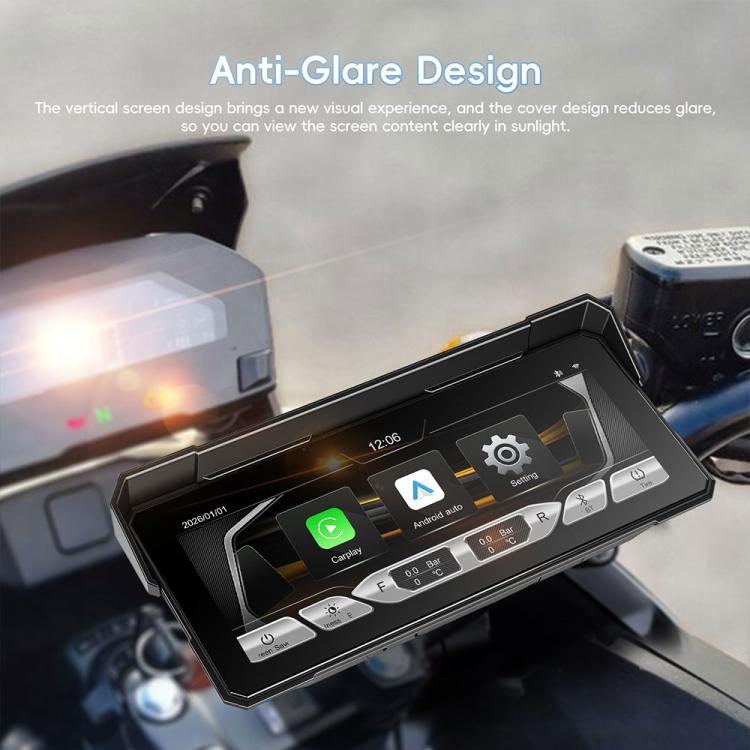 Navigatore GPS portatile da 8,1 pollici impermeabile e wireless per moto, compatibile con CarPlay., Standard, Standard+Tire Pressure Monitor