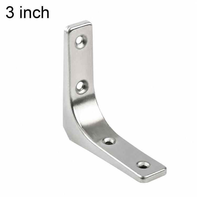 Semplici supporti ad angolo retto curvi a forma di L in acciaio inossidabile per mensole da parete., 3 inch, 4 inch, 5 inch, 6 inch, 8 inch, 10 inch, 12 inch