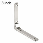 Semplici supporti ad angolo retto curvi a forma di L in acciaio inossidabile per mensole da parete., 3 inch, 4 inch, 5 inch, 6 inch, 8 inch, 10 inch, 12 inch
