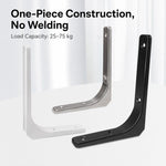 Semplici supporti ad angolo retto curvi a forma di L in acciaio inossidabile per mensole da parete., 3 inch, 4 inch, 5 inch, 6 inch, 8 inch, 10 inch, 12 inch