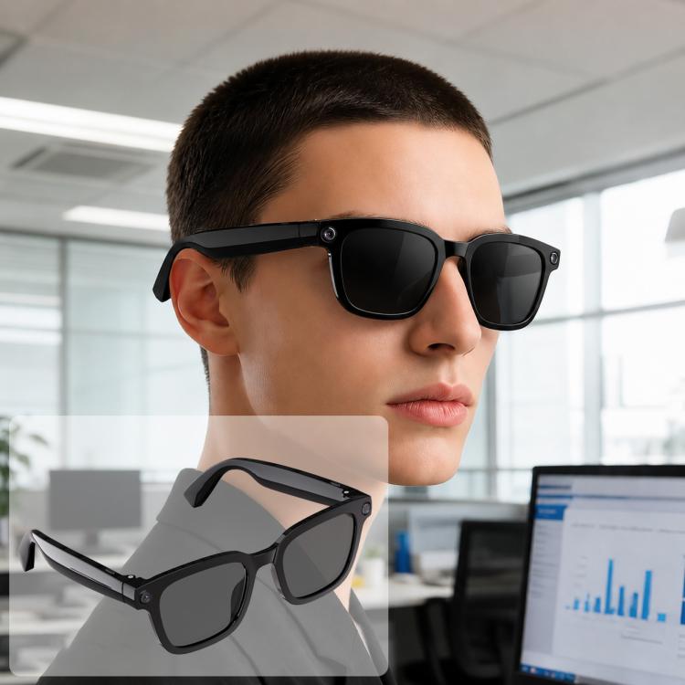 Occhiali intelligenti V03 Pro con intelligenza artificiale, fotocamera HD da 8 MP, registrazione video, trasmissione Wi-Fi e assistente vocale AI., Anti Blue Light Lens, Sunglasses