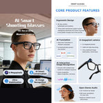 Occhiali intelligenti V03 Pro con intelligenza artificiale, fotocamera HD da 8 MP, registrazione video, trasmissione Wi-Fi e assistente vocale AI., Anti Blue Light Lens, Sunglasses