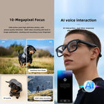 Occhiali intelligenti V03 Pro con intelligenza artificiale, fotocamera HD da 8 MP, registrazione video, trasmissione Wi-Fi e assistente vocale AI., Anti Blue Light Lens, Sunglasses