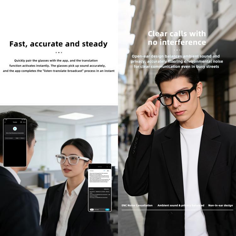 Occhiali intelligenti V03 Pro con intelligenza artificiale, fotocamera HD da 8 MP, registrazione video, trasmissione Wi-Fi e assistente vocale AI., Anti Blue Light Lens, Sunglasses