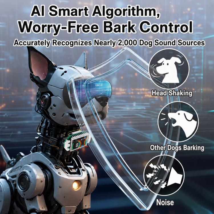 Collare antiabbaio intelligente con intelligenza artificiale per l'addestramento dei cani, PD215