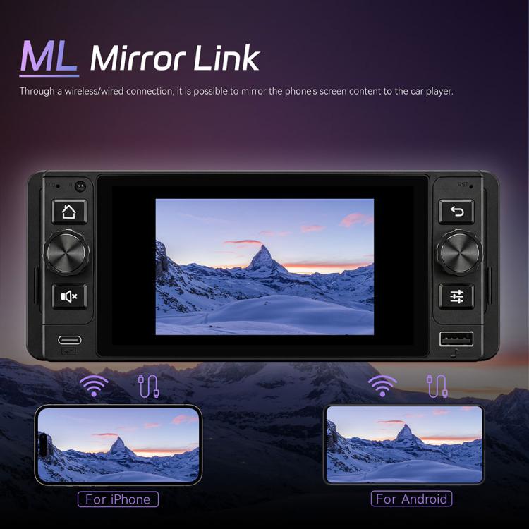 Console centrale da 5 pollici Single Din con Android 15, CarPlay e navigatore video per auto., Standard, Standard+Reversing Camera+Mic