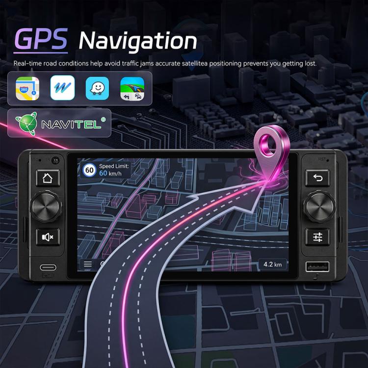 Console centrale da 5 pollici Single Din con Android 15, CarPlay e navigatore video per auto., Standard, Standard+Reversing Camera+Mic