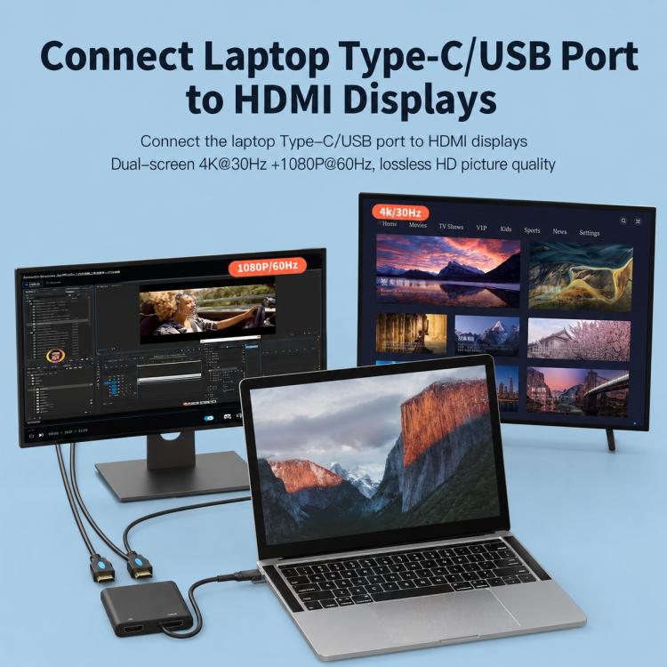 Docking station Blueendless HU201 USB-C a doppia HDMI
