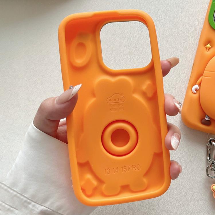 Custodia silicone con supporto 3D a cartone animato per iPhone 14 e compatibili