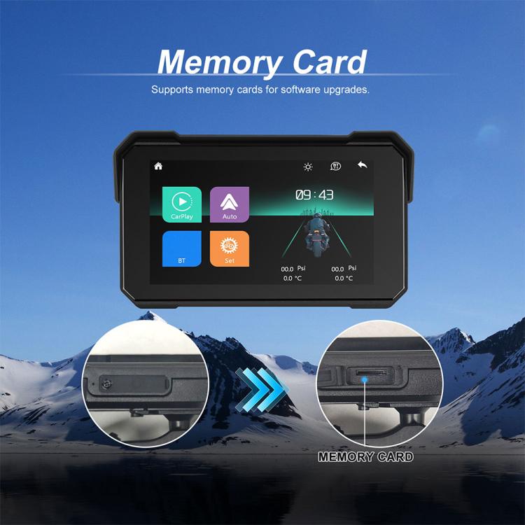 Navigatore con schermo wireless da 5 pollici per moto, compatibile con CarPlay e Android Auto., Standard, with Tire Pressure Sensor