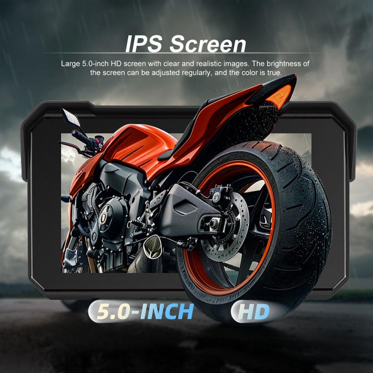 Navigatore con schermo wireless da 5 pollici per moto, compatibile con CarPlay e Android Auto., Standard, with Tire Pressure Sensor