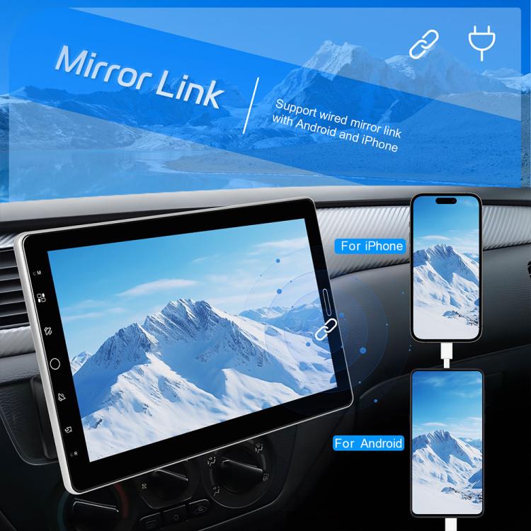 Autoradio con schermo touchscreen HD da 10,1 pollici, singolo DIN, compatibile con CarPlay e lettore MP5., Standard, Standard+Reversing camera