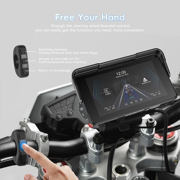 Navigatore per moto con schermo da 5 pollici orientato orizzontalmente, compatibile con CarPlay e Android Auto wireless., Standard, with Tire Pressure Sensor