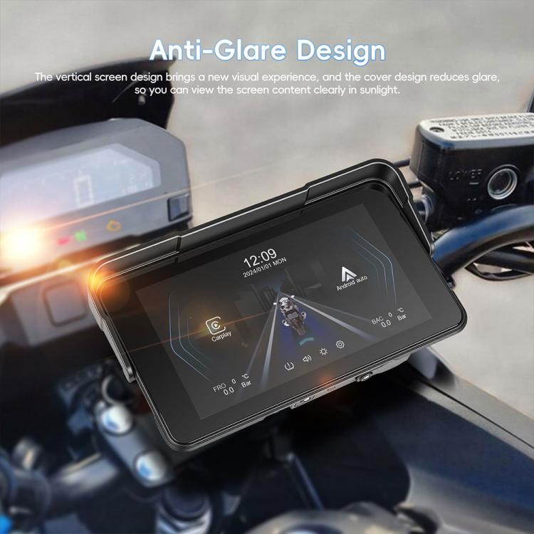 Navigatore per moto con schermo da 5 pollici orientato orizzontalmente, compatibile con CarPlay e Android Auto wireless., Standard, with Tire Pressure Sensor