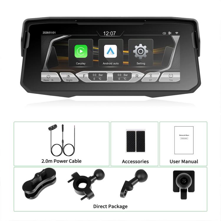 Schermo di navigazione wireless da 6,86 pollici per moto, compatibile con CarPlay e Android Auto., Standard, with Tire Pressure Sensor
