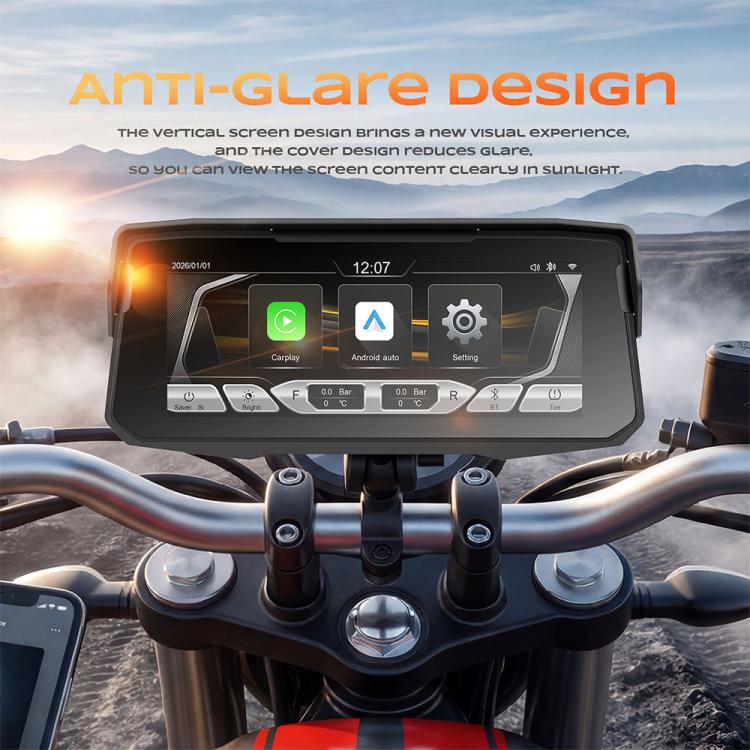 Schermo di navigazione wireless da 6,86 pollici per moto, compatibile con CarPlay e Android Auto., Standard, with Tire Pressure Sensor