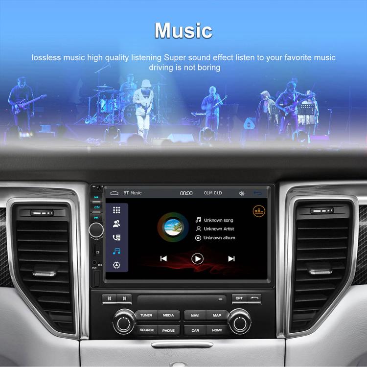 Lettore MP5 wireless con schermo touch HD da 7 pollici per auto, compatibile con CarPlay e doppio snodo., Standard, Standard+Reversing Camera