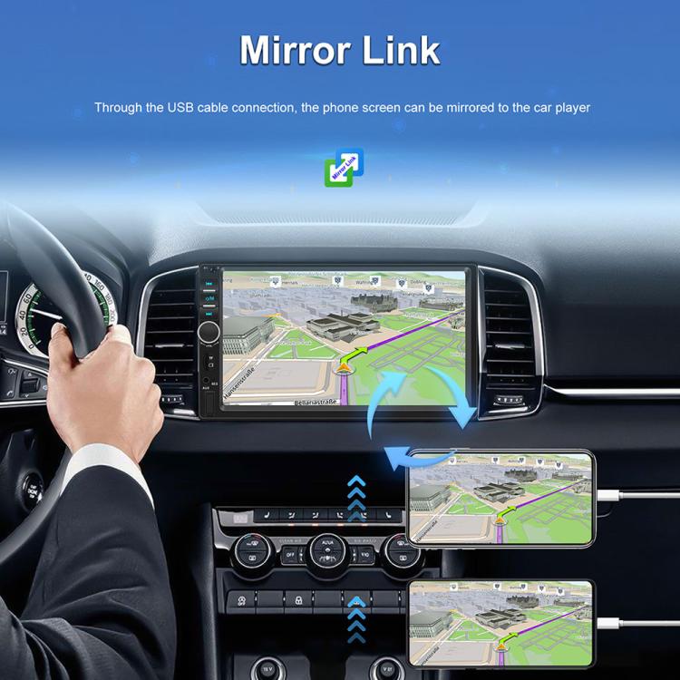 Lettore MP5 wireless con schermo touch HD da 7 pollici per auto, compatibile con CarPlay e doppio snodo., Standard, Standard+Reversing Camera