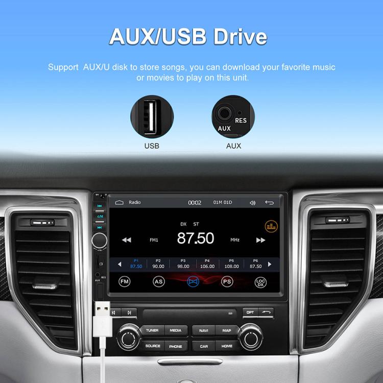 Lettore MP5 wireless con schermo touch HD da 7 pollici per auto, compatibile con CarPlay e doppio snodo., Standard, Standard+Reversing Camera