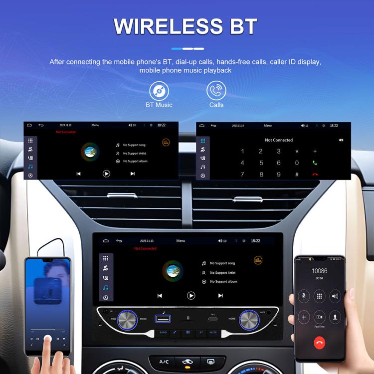 Lettore MP5 wireless per auto da 6,86 pollici con CarPlay e doppio snodo, Standard, Standard+Reversing Camera