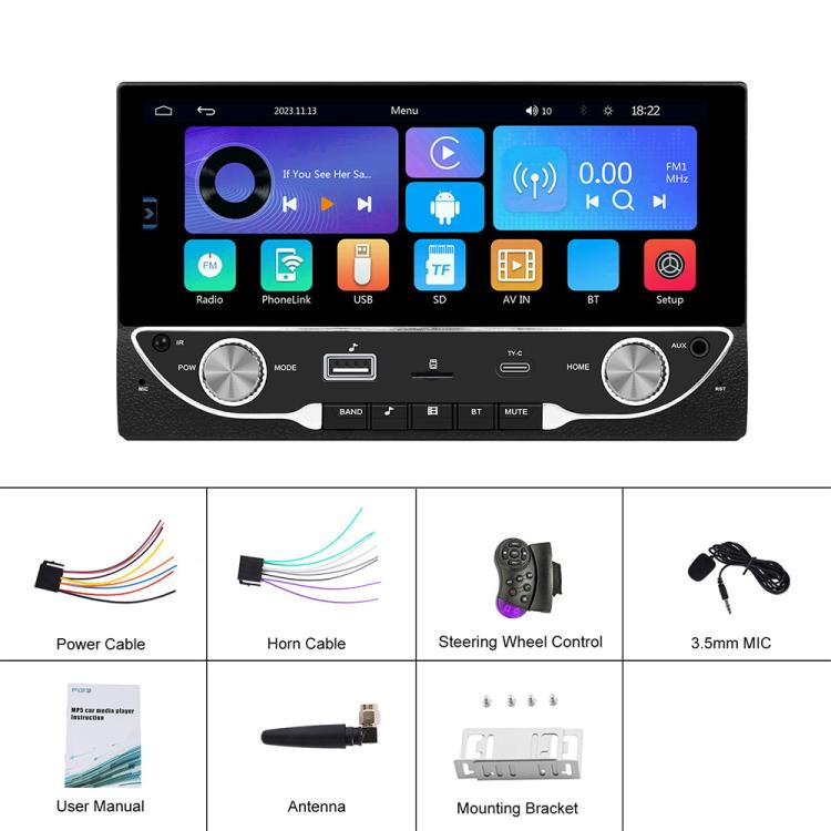 Lettore MP5 wireless per auto da 6,86 pollici con CarPlay e doppio snodo, Standard, Standard+Reversing Camera