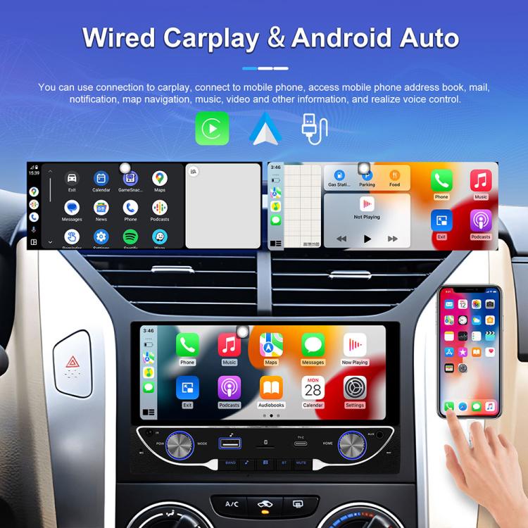 Lettore MP5 wireless per auto da 6,9 pollici con CarPlay e doppio snodo, Standard, Standard+Reversing Camera