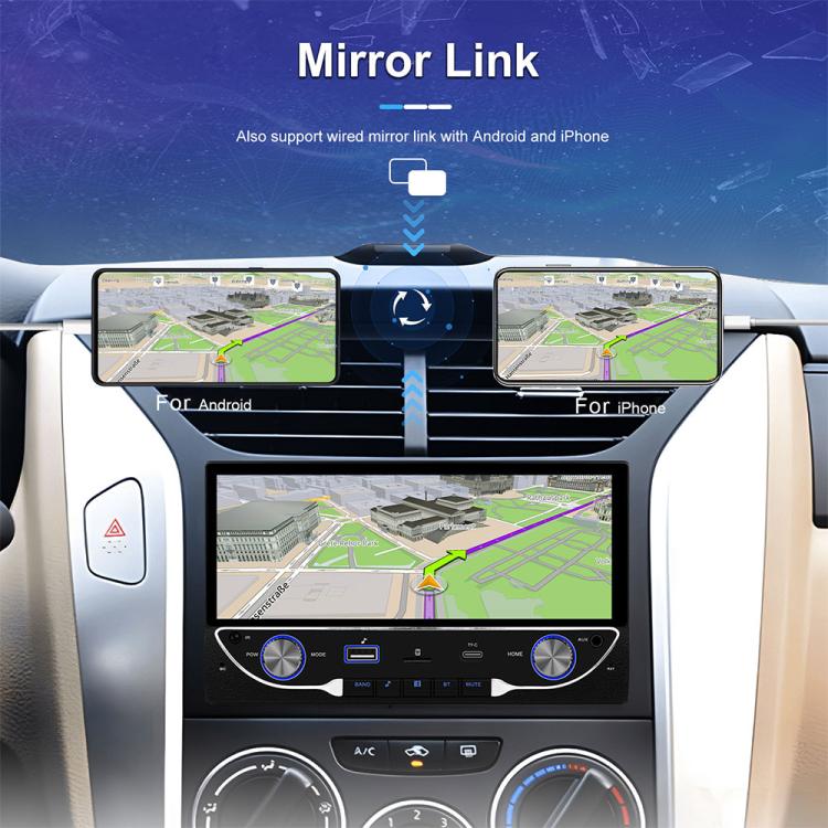 Lettore MP5 wireless per auto da 6,9 pollici con CarPlay e doppio snodo, Standard, Standard+Reversing Camera