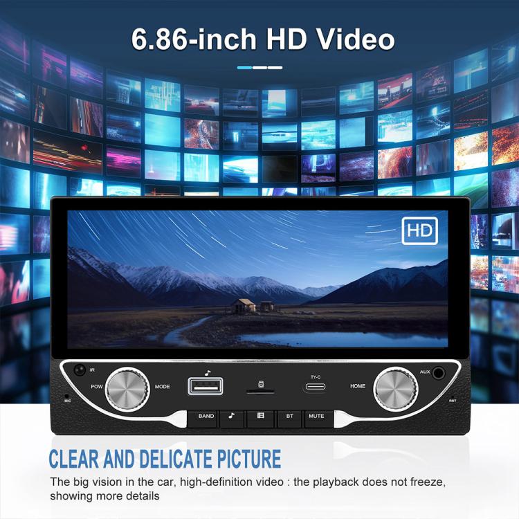 Lettore MP5 wireless per auto da 6,9 pollici con CarPlay e doppio snodo, Standard, Standard+Reversing Camera
