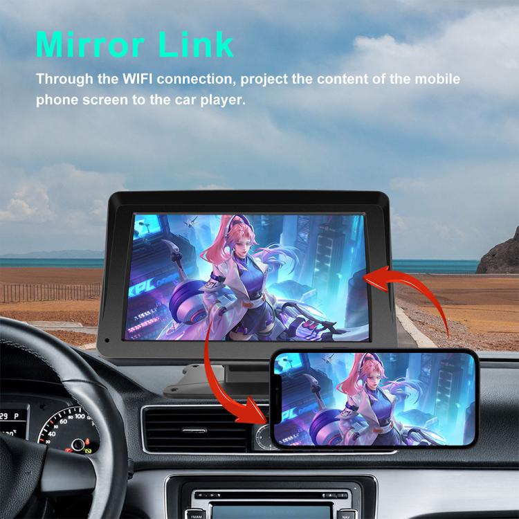Schermo centrale portatile da 7 pollici, CarPlay wireless, sistema di navigazione per auto, Sunshade Cover, Without Sunshade Cover, Incell Screen