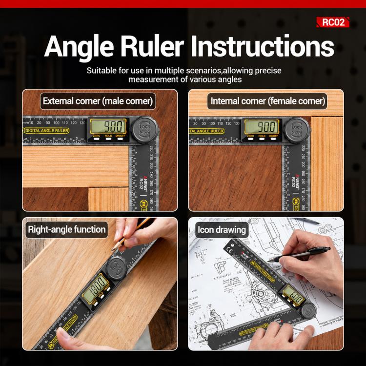 Righello angolare digitale 2 in 1 con display LCD