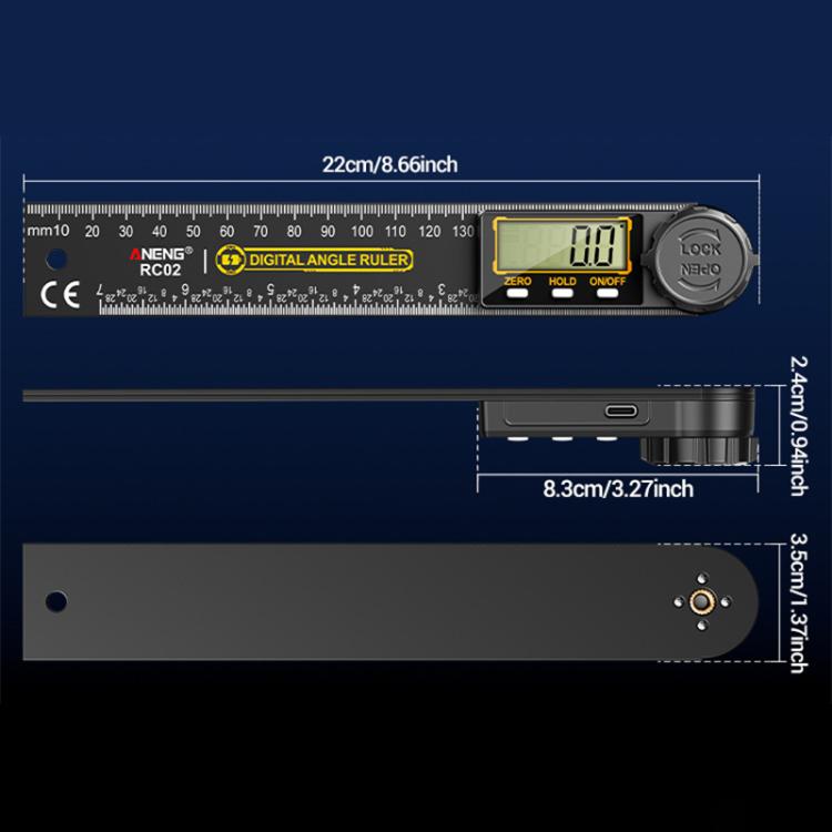 Righello angolare digitale 2 in 1 con display LCD
