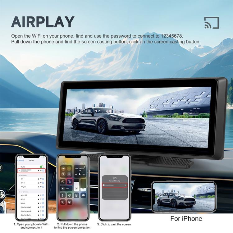 Schermo centrale da 8,1 pollici con risoluzione 2K e compatibilità con CarPlay Auto per navigazione portatile in auto., Standard, Standard+Reversing Camera