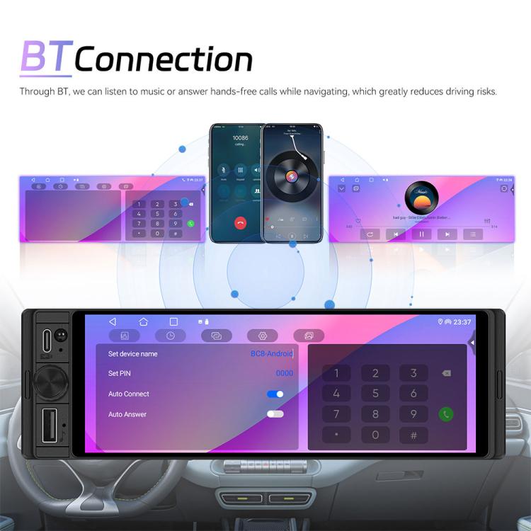 Display universale da 6,28 pollici Single-DIN per console centrale auto con funzioni CarPlay e Android Auto., Standard, with AHD Camera + Microphone
