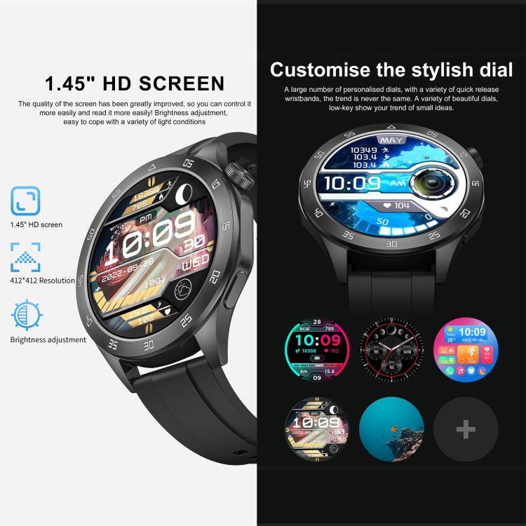 Smartwatch QS39, schermo da 1,45 pollici, chiamate Bluetooth, frequenza cardiaca, ossigeno nel sangue, pressione sanguigna