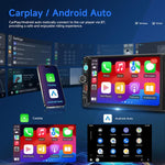 Autoradio universale Dual-DIN da 7 pollici con lettore MP5, display per console centrale, compatibile con CarPlay e Android Auto., Standard, with Reversing Camera + Frame