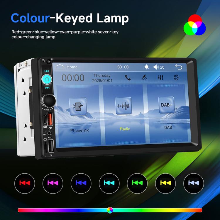 Autoradio universale Dual-DIN da 7 pollici con lettore MP5, display per console centrale, compatibile con CarPlay e Android Auto., Standard, with Reversing Camera + Frame