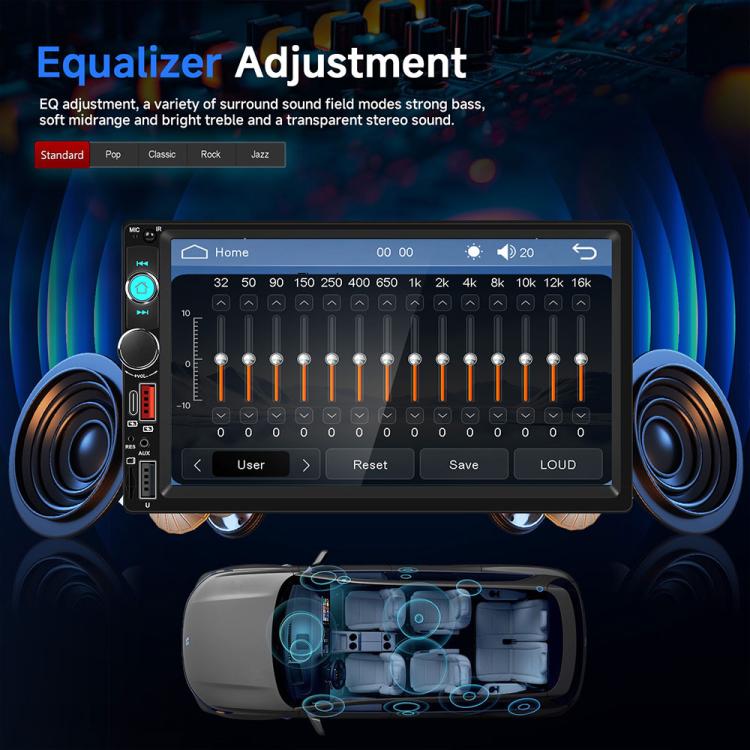 Autoradio universale Dual-DIN da 7 pollici con lettore MP5, display per console centrale, compatibile con CarPlay e Android Auto., Standard, with Reversing Camera + Frame