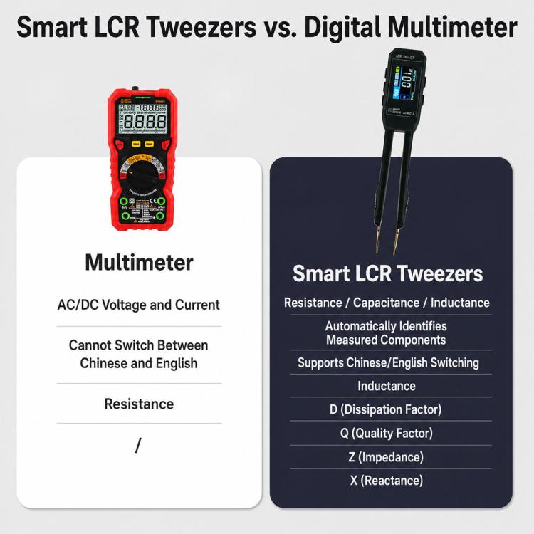 Pinzette digitali SMART SENSOR AR101A, tester LCR, pinzette per test di componenti SMD