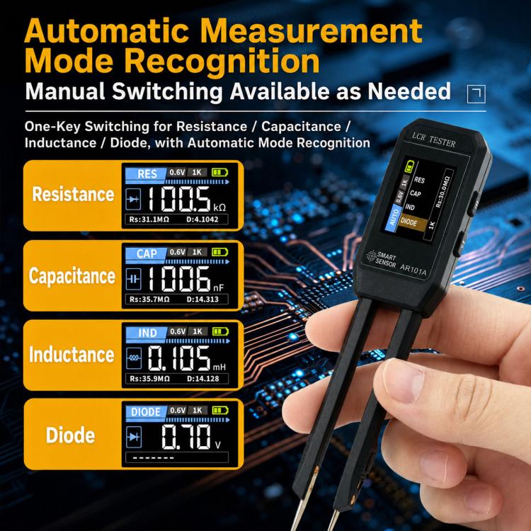 Pinzette digitali SMART SENSOR AR101A, tester LCR, pinzette per test di componenti SMD