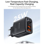 Caricabatterie digitale a tre porte Yesido YC120C da 25 W con cavo da USB-C/Type-C a USB-C/Type-C. Spina: spina europea., YC120C