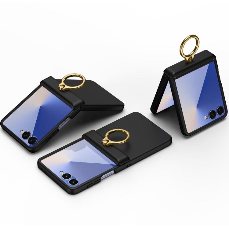 Custodia per telefono con anello a cerniera in policarbonato effetto pelle., For Galaxy Z Flip8 5G, For Galaxy Z Flip7 5G