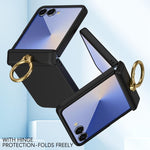 Custodia per telefono con anello a cerniera in policarbonato effetto pelle., For Galaxy Z Flip8 5G, For Galaxy Z Flip7 5G