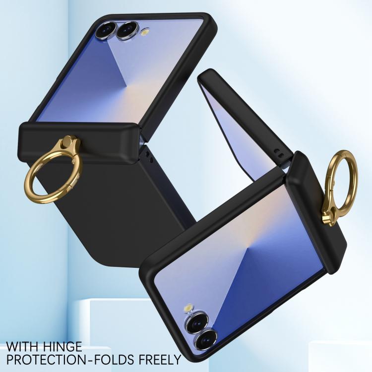 Custodia per telefono con anello a cerniera in policarbonato effetto pelle., For Galaxy Z Flip8 5G, For Galaxy Z Flip7 5G