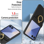 Custodia per telefono con anello a cerniera in policarbonato effetto pelle., For Galaxy Z Flip8 5G, For Galaxy Z Flip7 5G