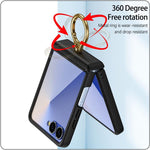 Custodia per telefono con anello a cerniera in policarbonato effetto pelle., For Galaxy Z Flip8 5G, For Galaxy Z Flip7 5G