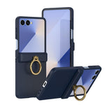 Custodia per telefono con anello a cerniera in policarbonato effetto pelle., For Galaxy Z Flip8 5G, For Galaxy Z Flip7 5G
